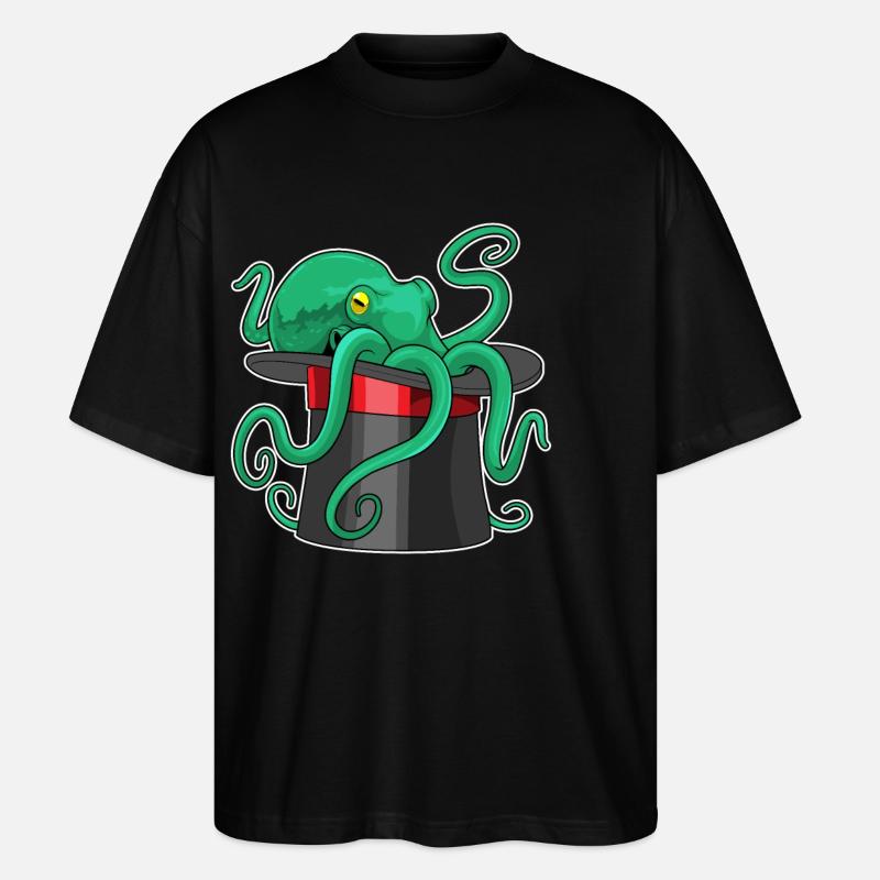 Octopus Wizard Cylinder - Stanley/Stella Oversized Unisex Organic T-shirt Blaster 2.0 - black