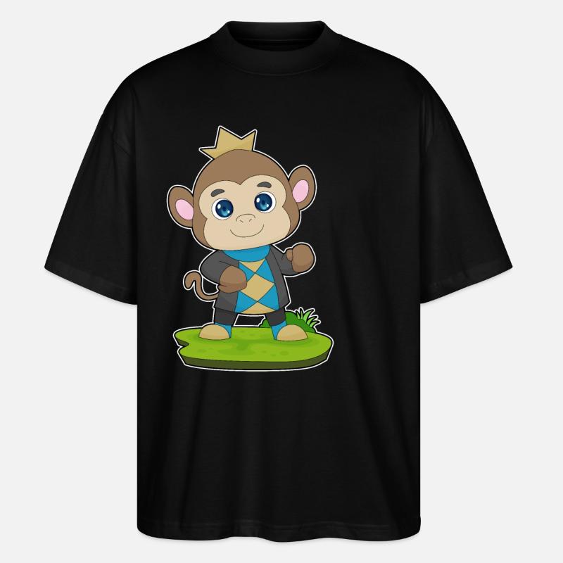 Monkey Prince Crown - Stanley/Stella Oversized Unisex Organic T-shirt Blaster 2.0 - black