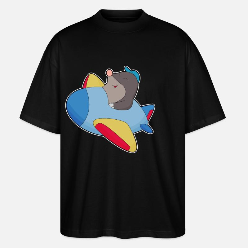 Avion pilote taupe - T-shirt bio Blaster 2.0 coupe oversize Stanley/Stella Unisexe - noir