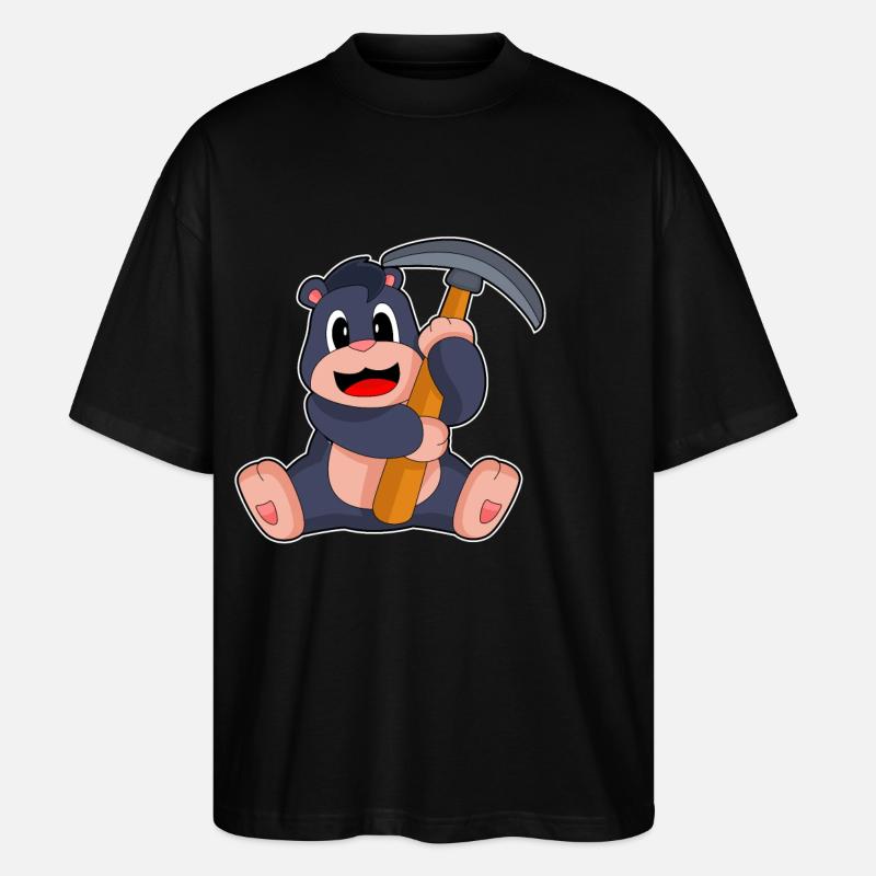 Mole Miner Pickaxe - Stanley/Stella Oversized Unisex Organic T-shirt Blaster 2.0 - black