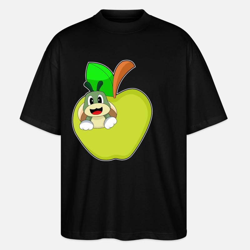 Caterpillar Apple Fruit - Stanley/Stella Oversized Unisex Organic T-shirt Blaster 2.0 - black