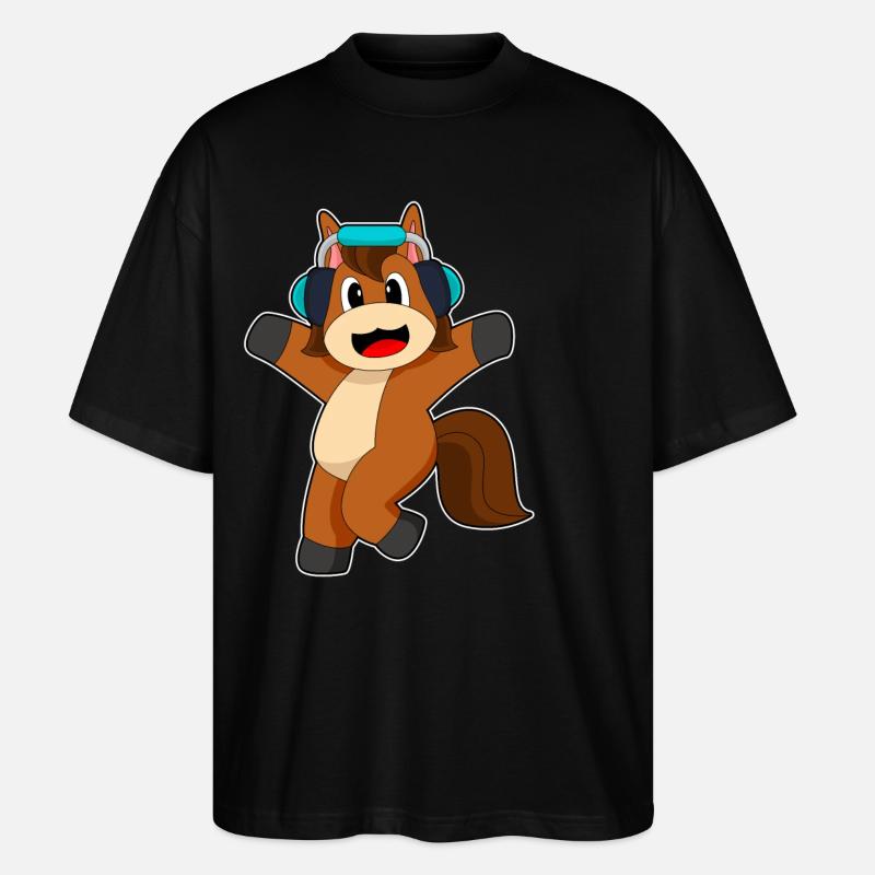 Musique d’écouteurs de cheval - T-shirt bio Blaster 2.0 coupe oversize Stanley/Stella Unisexe - noir