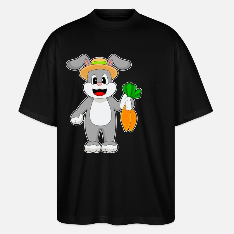 Rabbit Farmer Carrot Vegetable - Stanley/Stella Oversized Unisex Organic T-shirt Blaster 2.0 - black