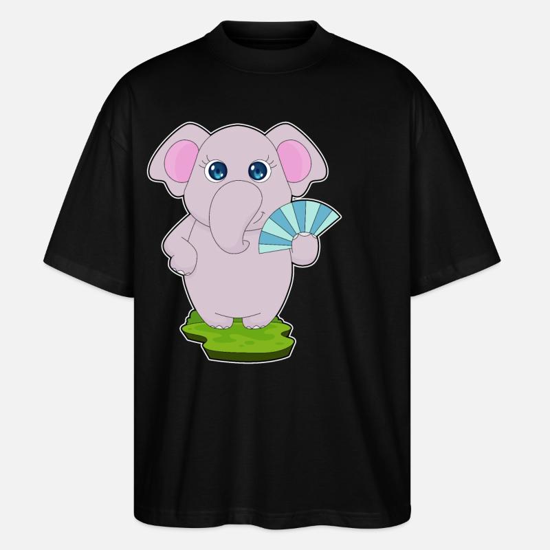 Elefant Handventilator - Stanley/Stella Oversized Unisex Bio T-Shirt Blaster 2.0 - Schwarz