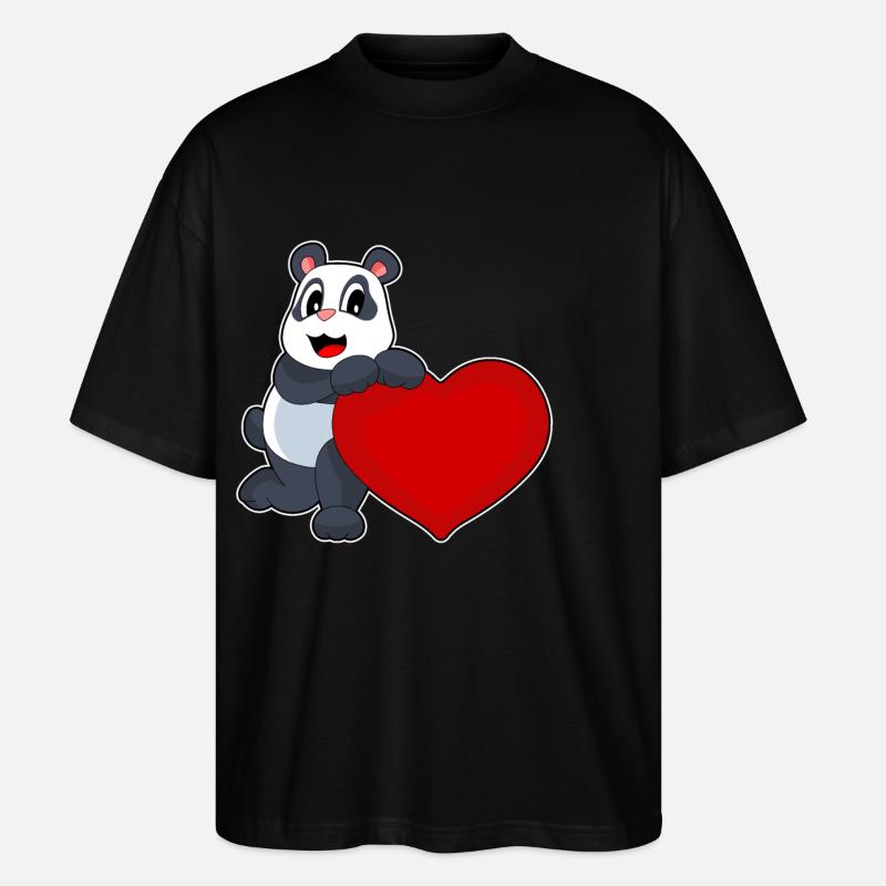 Cœur de panda - T-shirt bio Blaster 2.0 coupe oversize Stanley/Stella Unisexe - noir