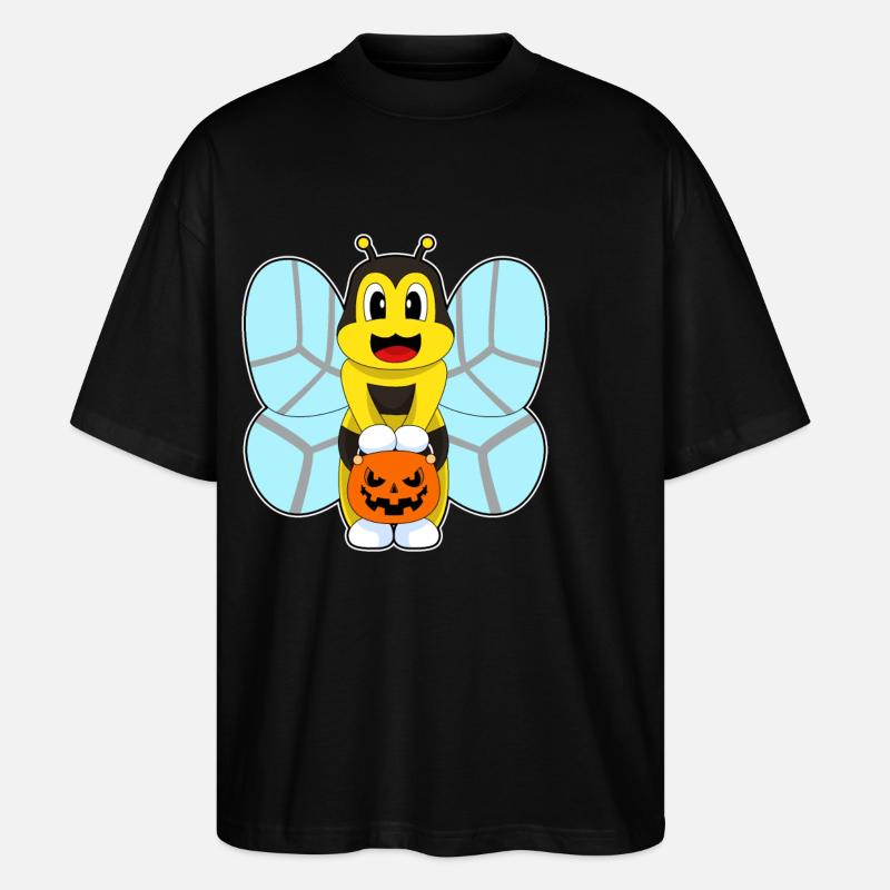 Bee Halloween Pumpkin - Stanley/Stella Oversized Unisex Organic T-shirt Blaster 2.0 - black