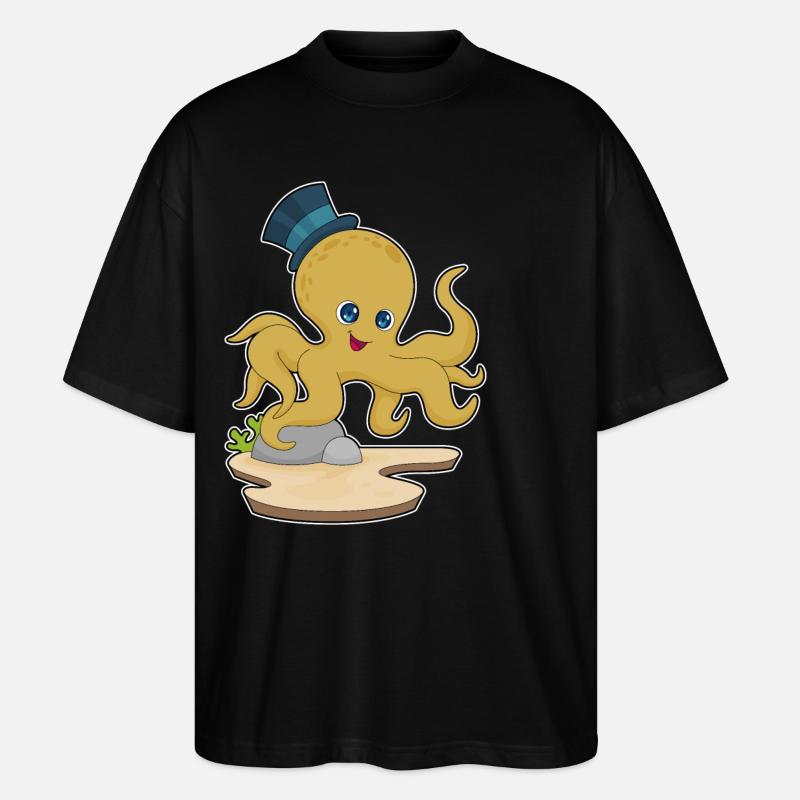 Chapeau de gentleman pieuvre - T-shirt bio Blaster 2.0 coupe oversize Stanley/Stella Unisexe - noir
