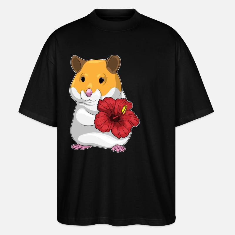 Hamster Hibiskus Blumen - Stanley/Stella Oversized Unisex Bio T-Shirt Blaster 2.0 - Schwarz