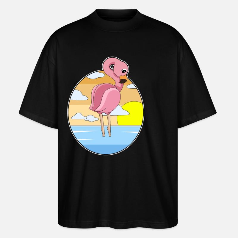 Flamingo Sunset - Stanley/Stella Oversized Unisex Organic T-shirt Blaster 2.0 - black