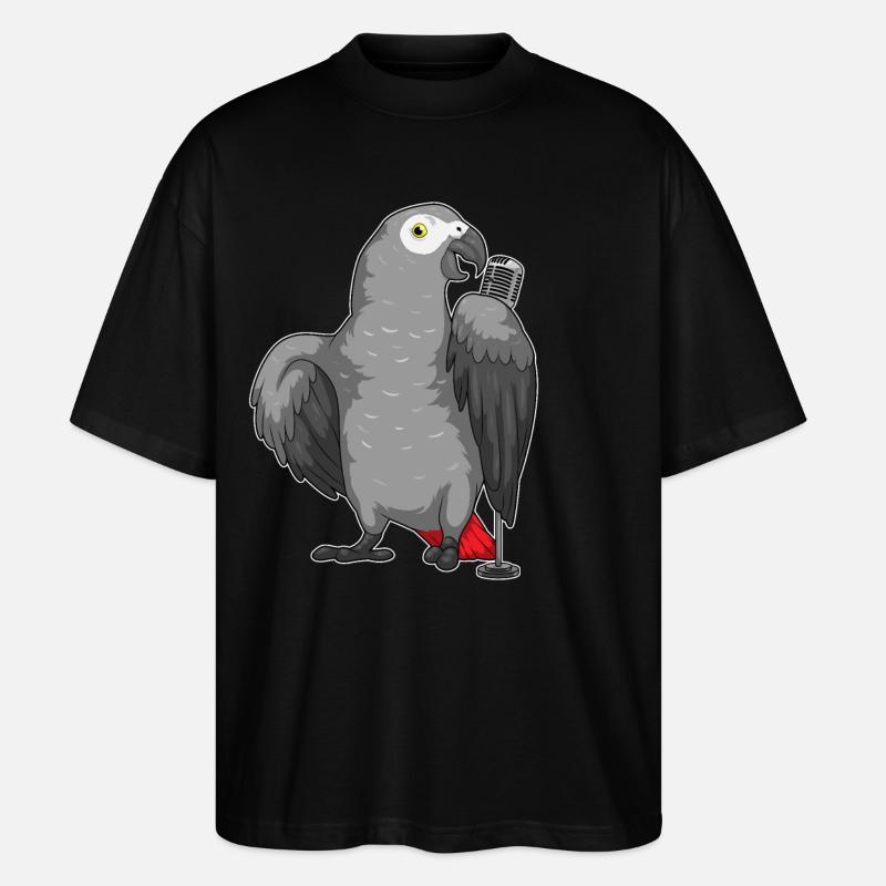 Parrot Singer Microphone Music - Stanley/Stella Oversized Unisex Organic T-shirt Blaster 2.0 - black
