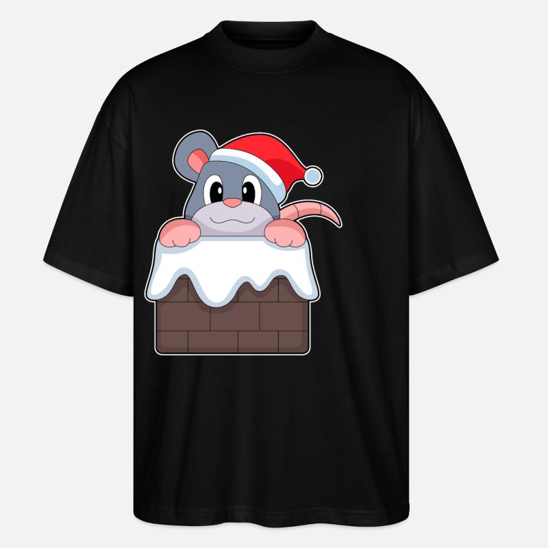 Mouse Christmas Stone Wall - Stanley/Stella Oversized Unisex Organic T-shirt Blaster 2.0 - black