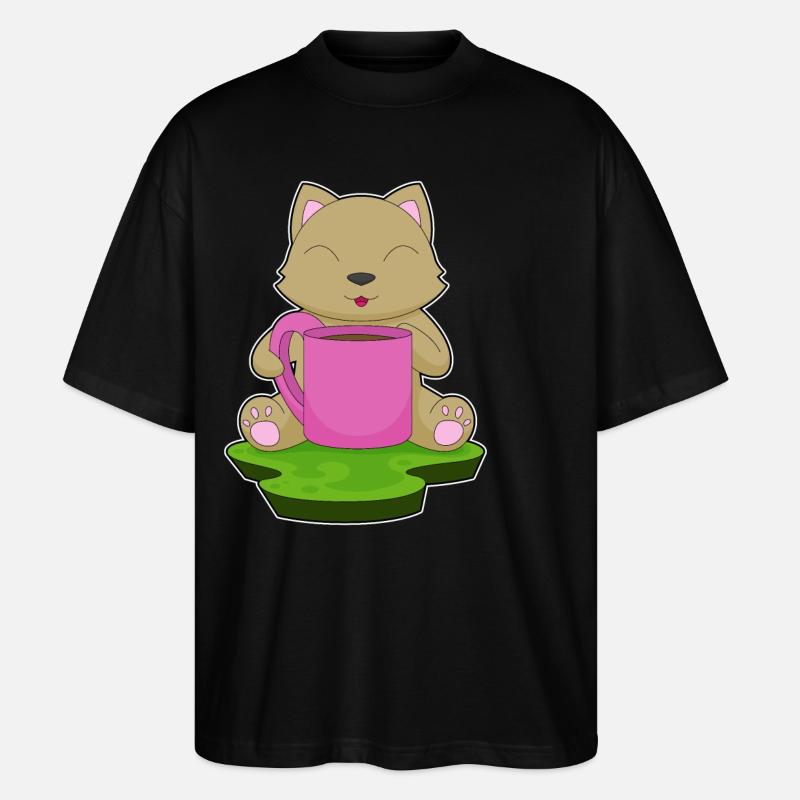 Cat Coffee Mug - Stanley/Stella Oversized Unisex Organic T-shirt Blaster 2.0 - black