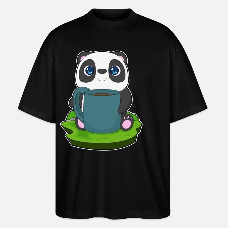 Tasse à café Panda - T-shirt bio Blaster 2.0 coupe oversize Stanley/Stella Unisexe - noir