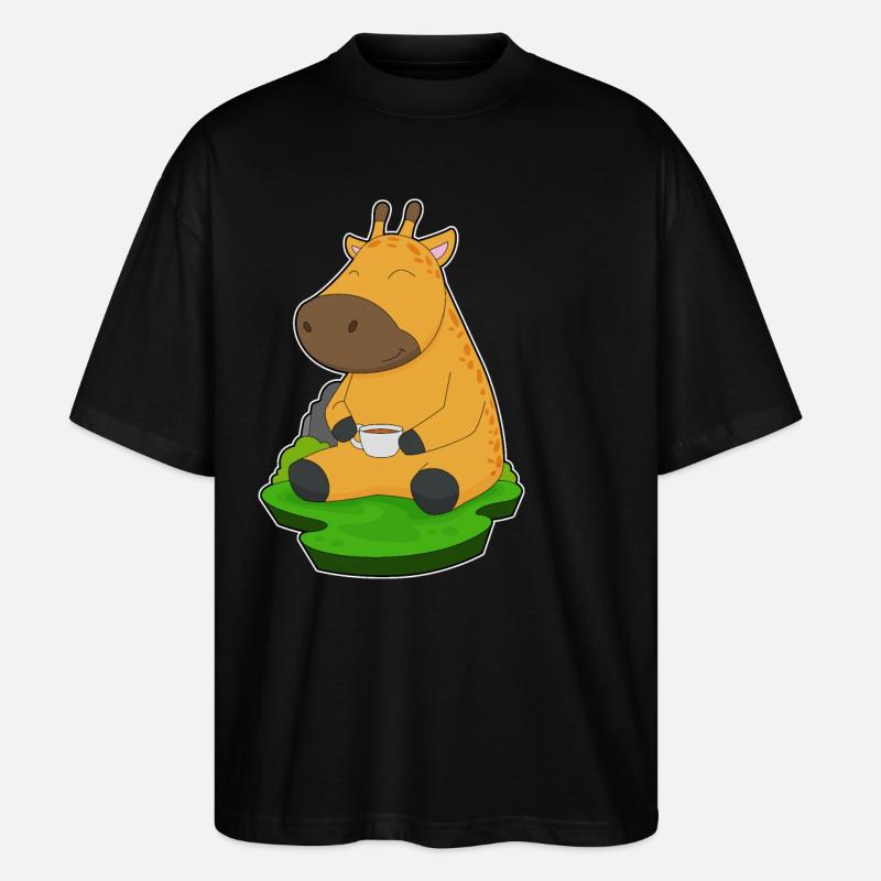 Giraffe Coffee Mug - Stanley/Stella Oversized Unisex Organic T-shirt Blaster 2.0 - black