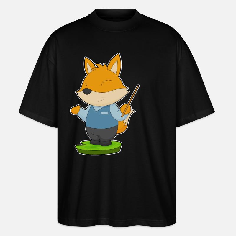 Fox Teacher Pointer - Stanley/Stella Oversized Unisex Organic T-shirt Blaster 2.0 - black