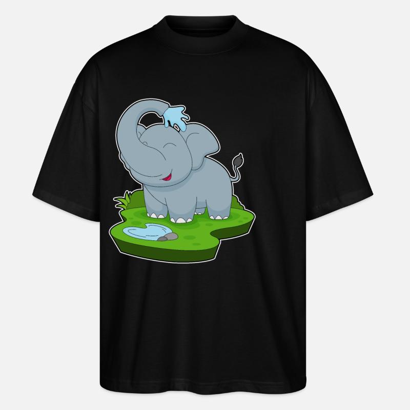 Elephant Bathing Water - Stanley/Stella Oversized Unisex Organic T-shirt Blaster 2.0 - black