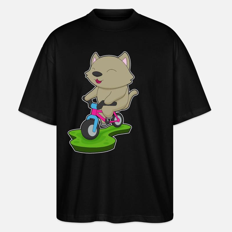 Cat Bicycle - Stanley/Stella Oversized Unisex Organic T-shirt Blaster 2.0 - black