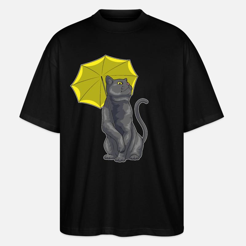Cat Rain Umbrella - Stanley/Stella Oversized Unisex Organic T-shirt Blaster 2.0 - black