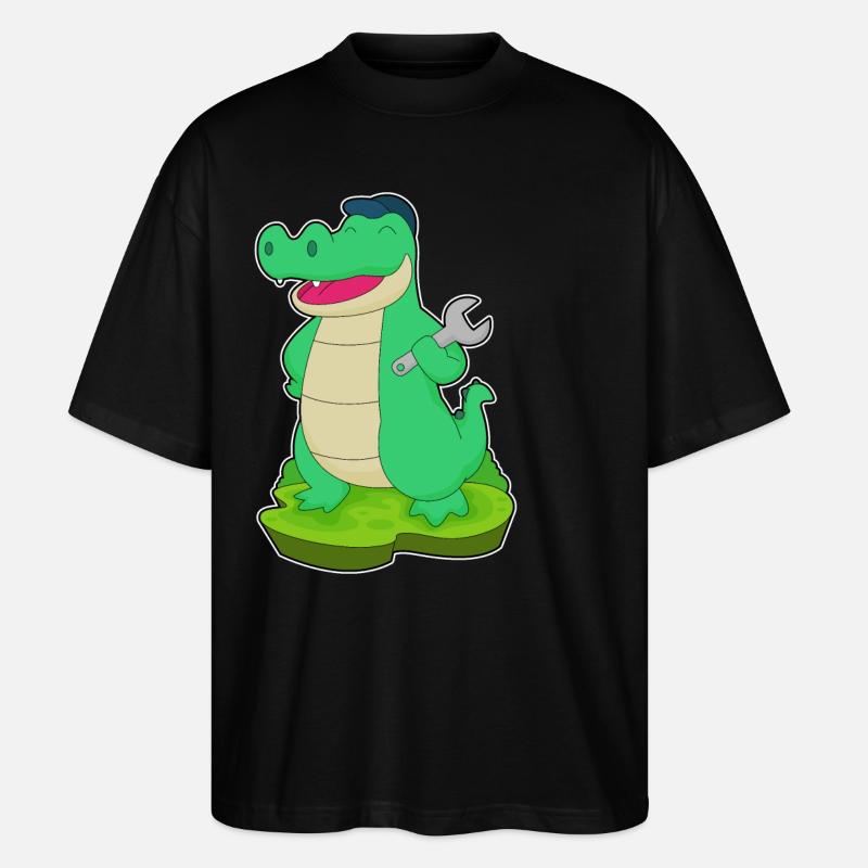Clé artisanale crocodile - T-shirt bio Blaster 2.0 coupe oversize Stanley/Stella Unisexe - noir