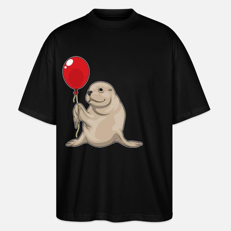 Seehund Luftballon - Stanley/Stella Oversized Unisex Bio T-Shirt Blaster 2.0 - Schwarz