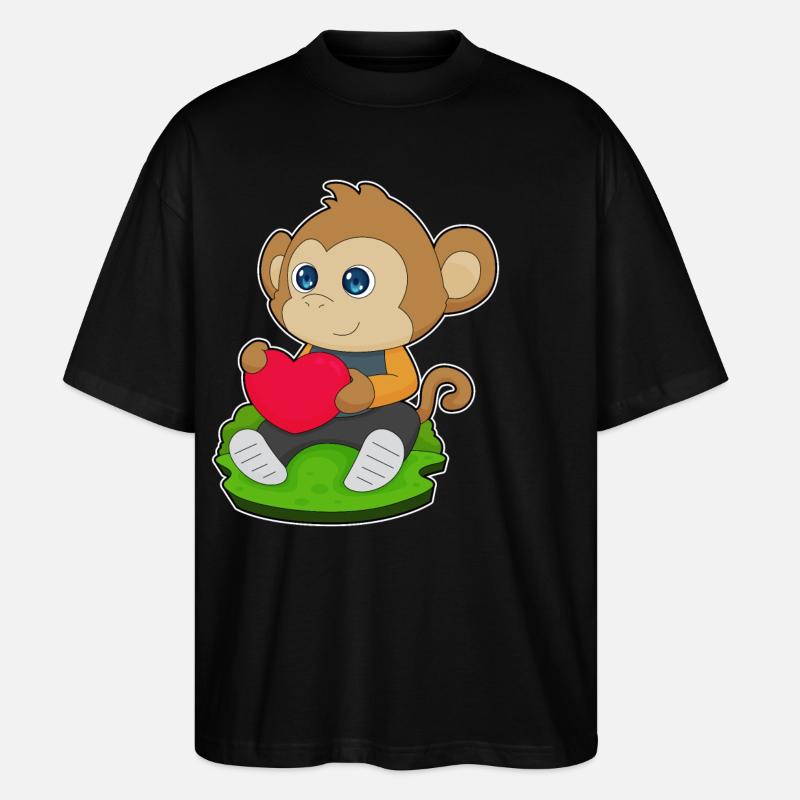 Affe Herz Luftballon - Stanley/Stella Oversized Unisex Bio T-Shirt Blaster 2.0 - Schwarz