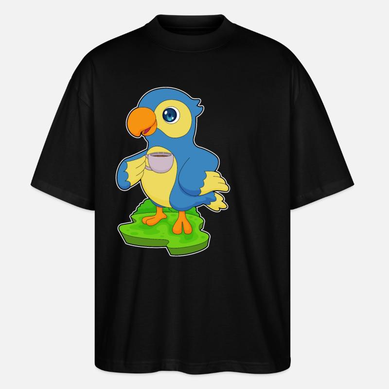 Papagei Tasse Kaffee - Stanley/Stella Oversized Unisex Bio T-Shirt Blaster 2.0 - Schwarz