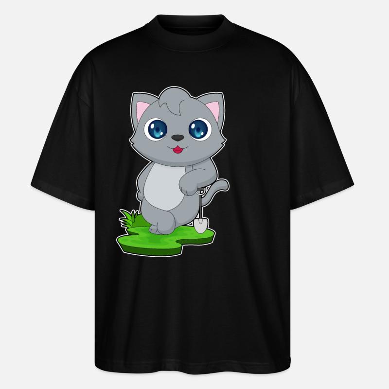 Katze Schaufel - Stanley/Stella Oversized Unisex Bio T-Shirt Blaster 2.0 - Schwarz