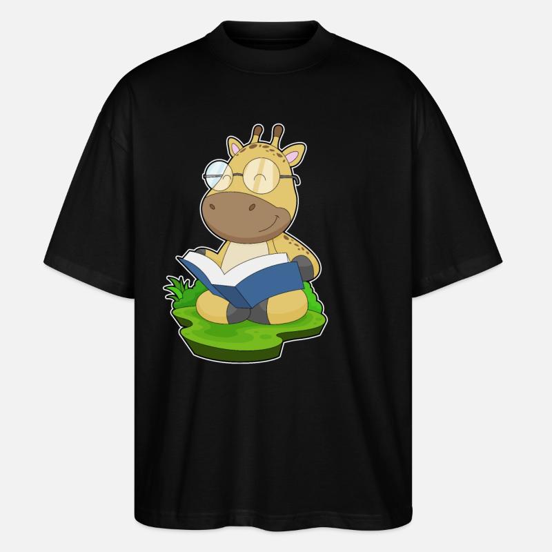 Giraffe Nerd Buch - Stanley/Stella Oversized Unisex Bio T-Shirt Blaster 2.0 - Schwarz