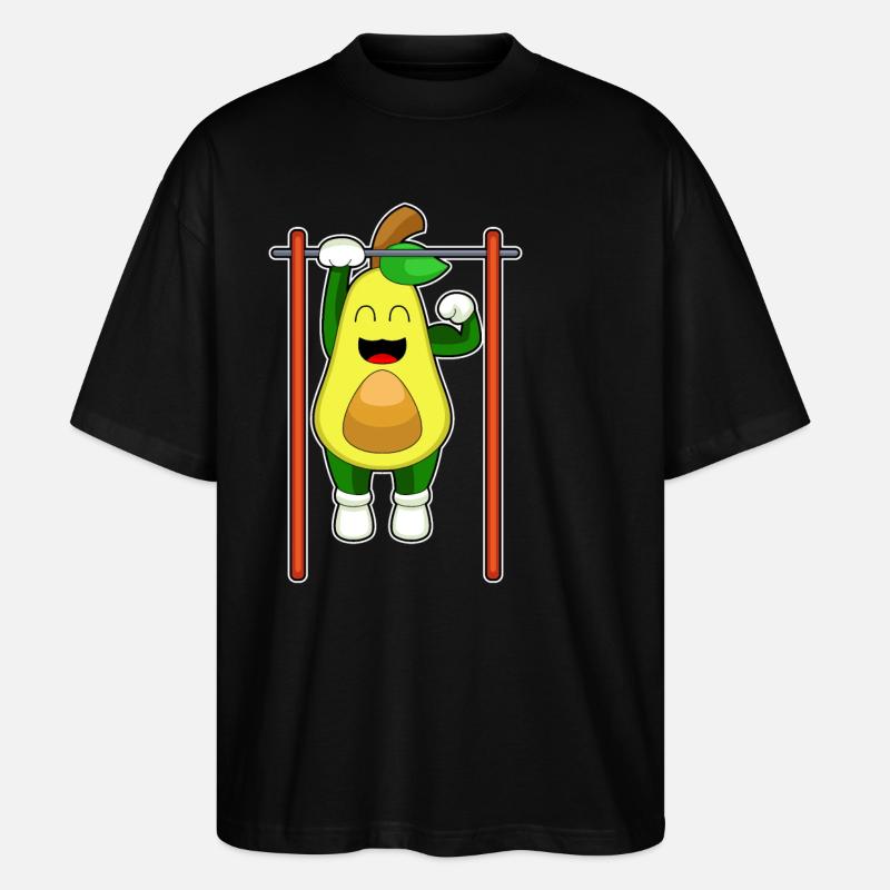 Avocado Bodybuilder Pull-Up Fitness - Stanley/Stella Oversized Unisex Organic T-shirt Blaster 2.0 - black