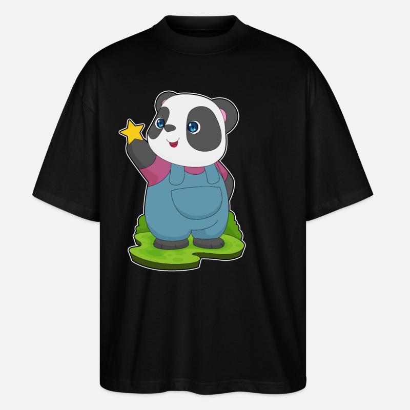 Panda Stern - Stanley/Stella Oversized Unisex Bio T-Shirt Blaster 2.0 - Schwarz