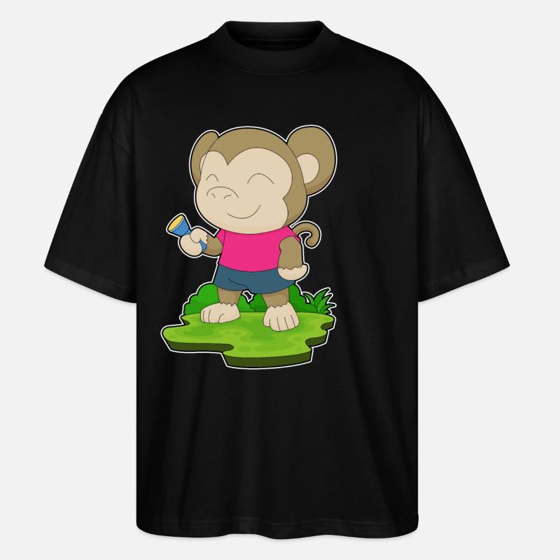 Monkey Flashlight - Stanley/Stella Oversized Unisex Organic T-shirt Blaster 2.0 - black