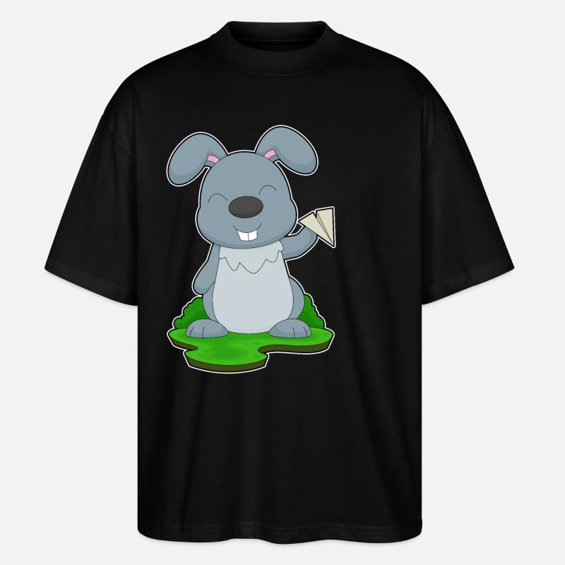 Lapin Avion en papier - T-shirt bio Blaster 2.0 coupe oversize Stanley/Stella Unisexe - noir