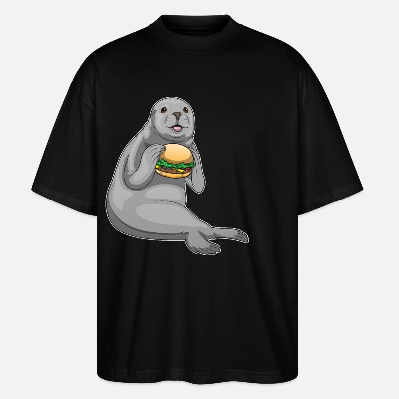 Seehund Burger - Stanley/Stella Oversized Unisex Bio T-Shirt Blaster 2.0 - Schwarz