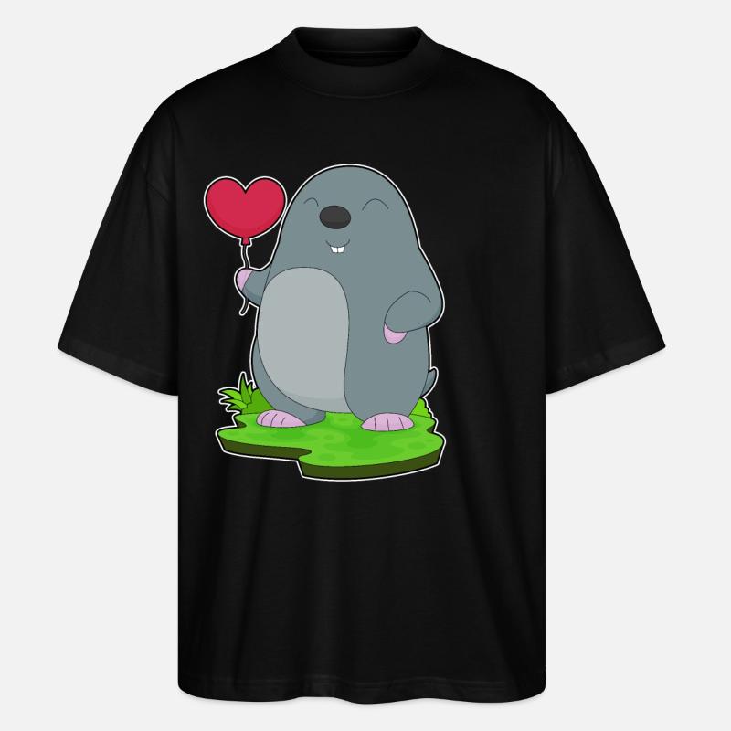 Mole Heart Balloon - Stanley/Stella Oversized Unisex Organic T-shirt Blaster 2.0 - black