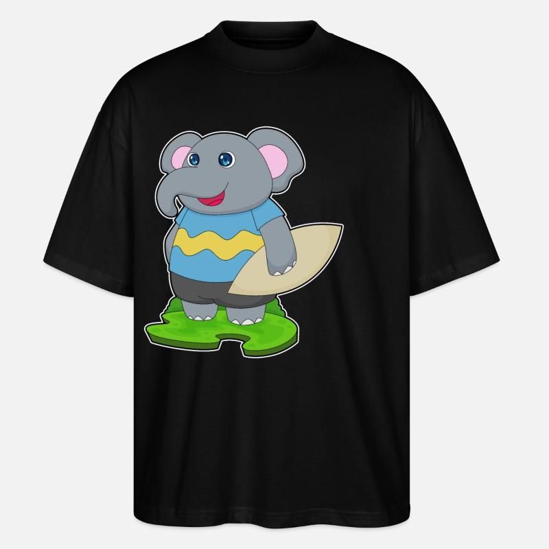 Elefant surfer surfebrett - Stanley/Stella Blaster 2.0 Økologisk Oversized Unisex T-skjorte - svart