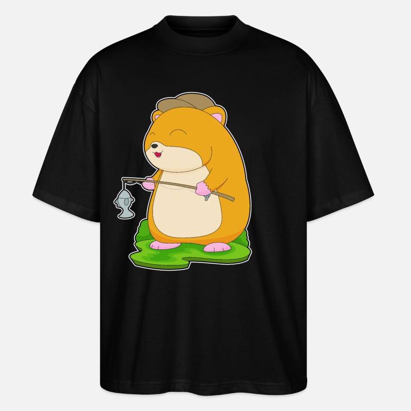 Hamster Pêcheur Ange Pêche - T-shirt bio Blaster 2.0 coupe oversize Stanley/Stella Unisexe - noir