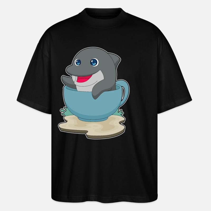 Dolphin Mug - Stanley/Stella Oversized Unisex Organic T-shirt Blaster 2.0 - black
