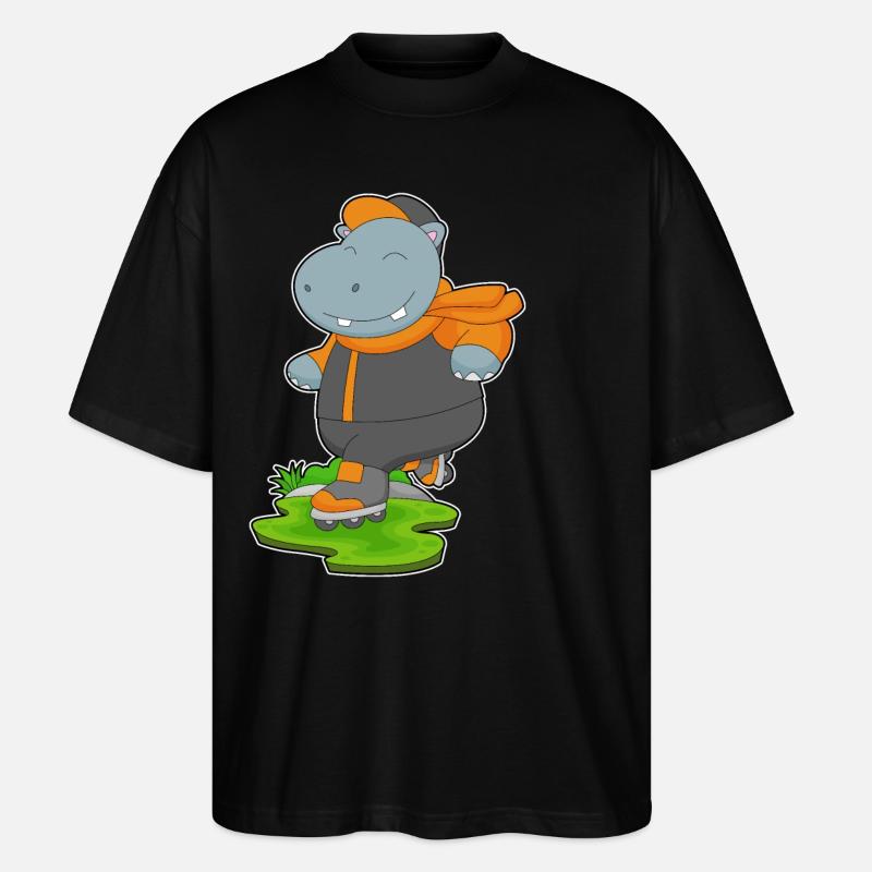 Nilpferd Inline skating Rollschuhe - Stanley/Stella Oversized Unisex Bio T-Shirt Blaster 2.0 - Schwarz