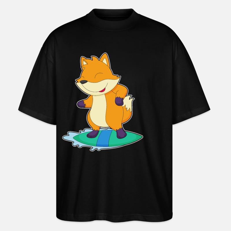 Fuchs Surfer Surfbrett - Stanley/Stella Oversized Unisex Bio T-Shirt Blaster 2.0 - Schwarz
