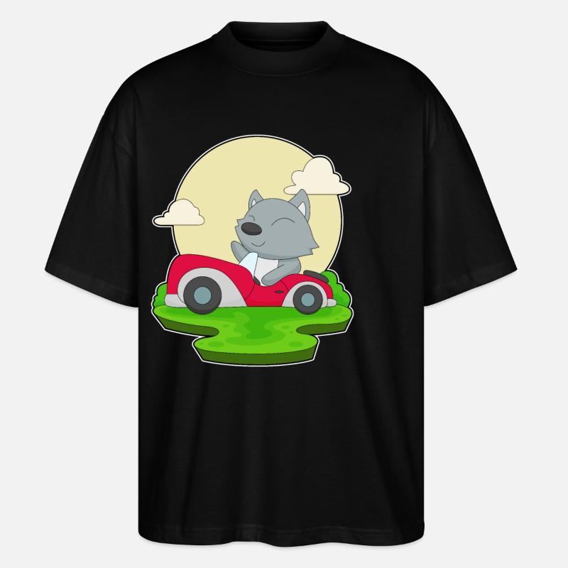Katze Auto - Stanley/Stella Oversized Unisex Bio T-Shirt Blaster 2.0 - Schwarz