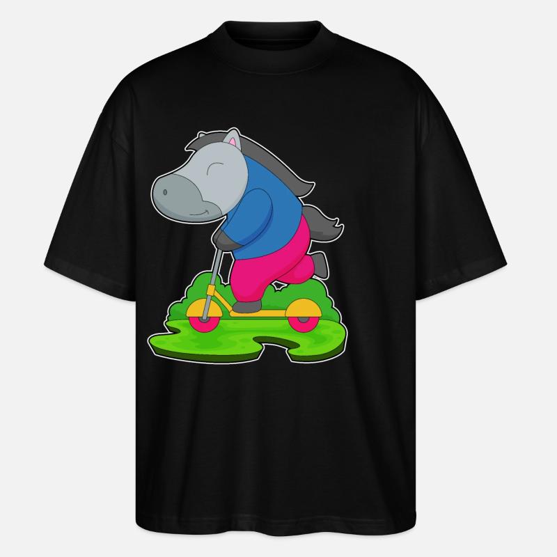 Trottinette à cheval - T-shirt bio Blaster 2.0 coupe oversize Stanley/Stella Unisexe - noir