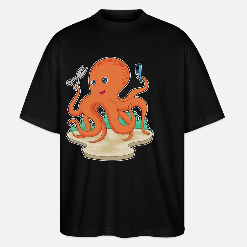 Octopus Coiffeur Ciseaux - T-shirt bio Blaster 2.0 coupe oversize Stanley/Stella Unisexe - noir