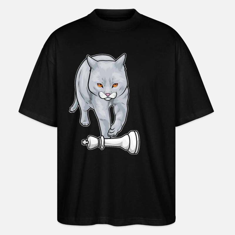 Cat Chess Piece King Chess - Stanley/Stella Oversized Unisex Organic T-shirt Blaster 2.0 - black
