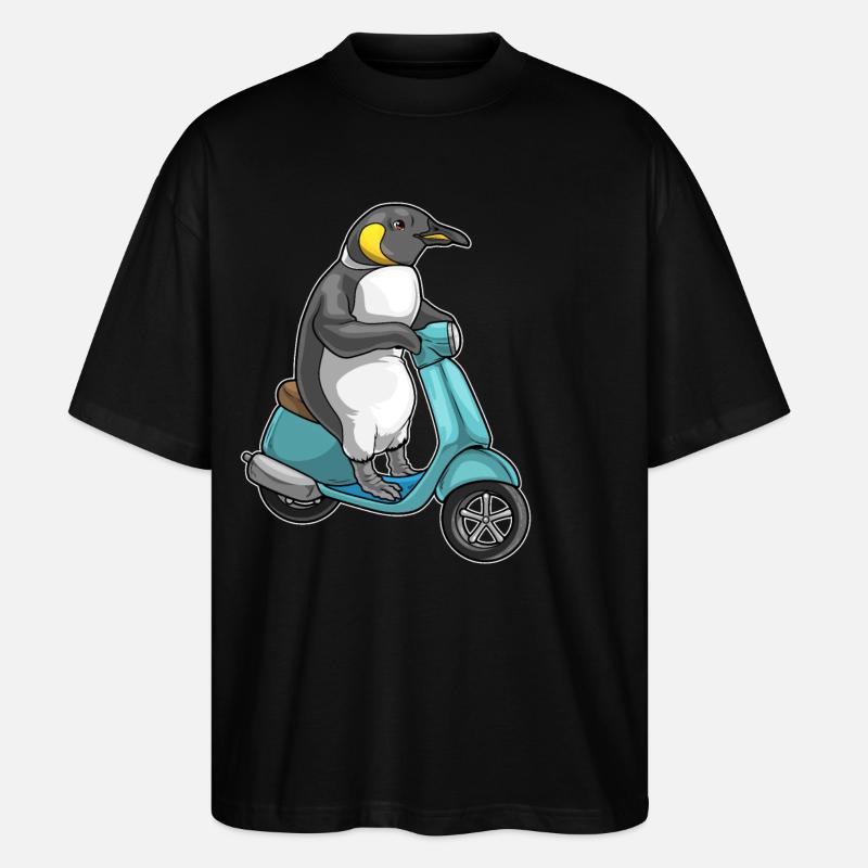 Pinguin Motorroller - Stanley/Stella Oversized Unisex Bio T-Shirt Blaster 2.0 - Schwarz