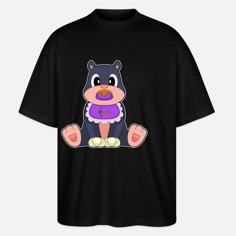 Mole Baby Bib Pacifier - Stanley/Stella Oversized Unisex Organic T-shirt Blaster 2.0 - black