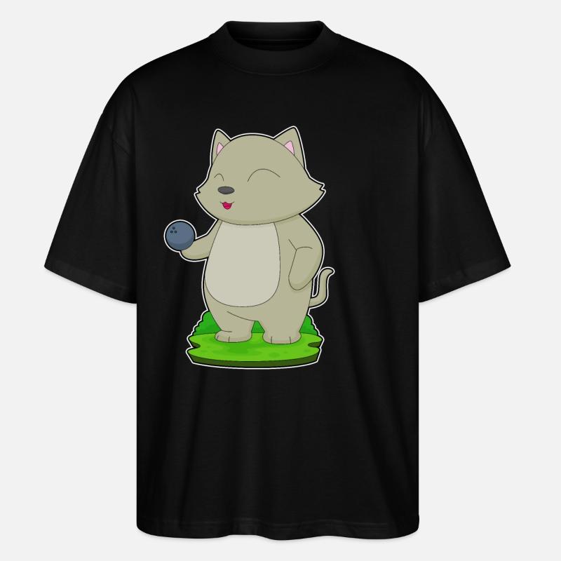 Cat Bowling Bowling Ball - Stanley/Stella Oversized Unisex Organic T-shirt Blaster 2.0 - black