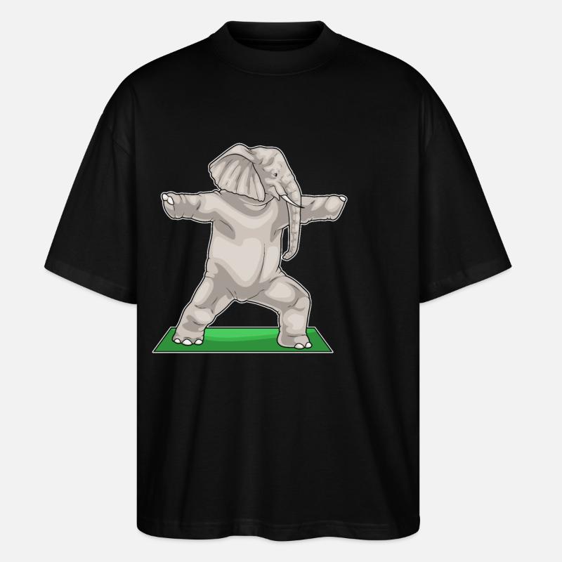 Tapis de yoga éléphant - T-shirt bio Blaster 2.0 coupe oversize Stanley/Stella Unisexe - noir
