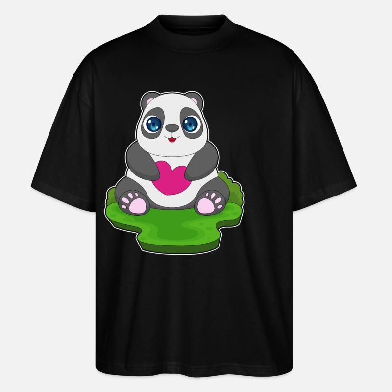 Panda Heart - Stanley/Stella Oversized Unisex Organic T-shirt Blaster 2.0 - black