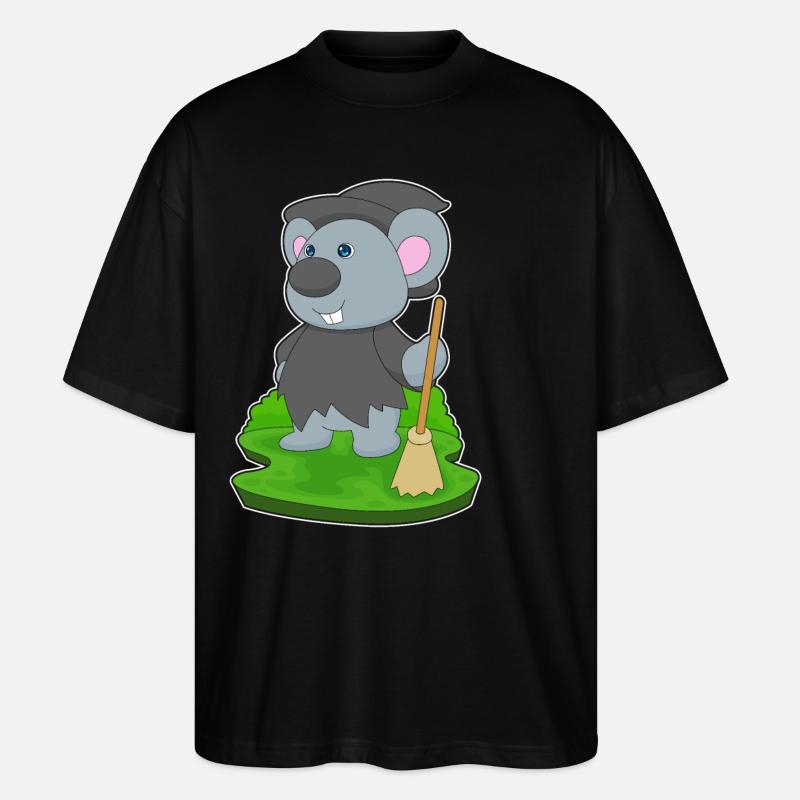 Mouse Halloween Witch - Stanley/Stella Oversized Unisex Organic T-shirt Blaster 2.0 - black