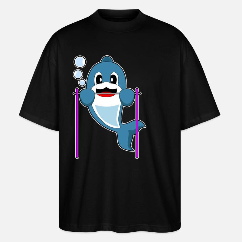 Dolphin Bodybuilder Pull-ups - Stanley/Stella Oversized Unisex Organic T-shirt Blaster 2.0 - black